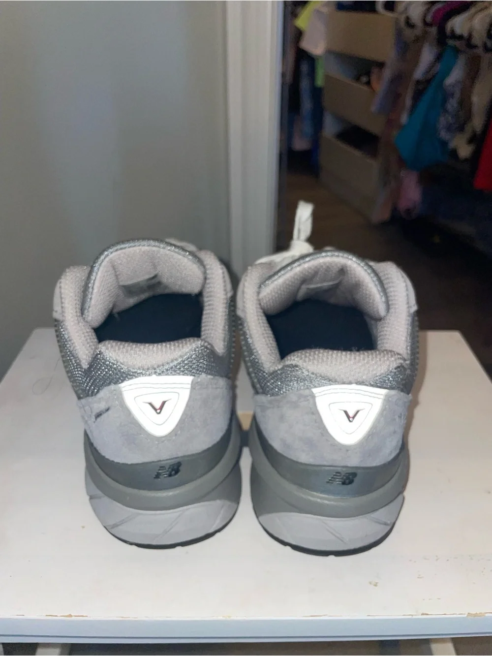 New Balance Women's Light Grey Mesh & Suede Sneakers